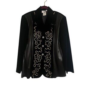 Cervelle Jacket M Black Vintage Artsy Metallic Mature Neutral Office Military